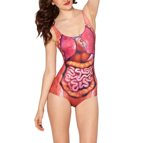 Chouyatou Women's Internal Organs Personality Tank Swimsuit
