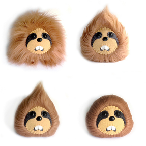 Fluffy Sloth Monster, Tan Furry Stuffed Monster Blob Plush, Weird Handmade Light Brown Fuzzy Plushie