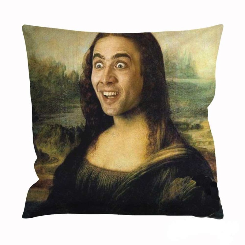 Cropped Nicolas Cage as Mona Lisa Cushion Case / Pillow Case