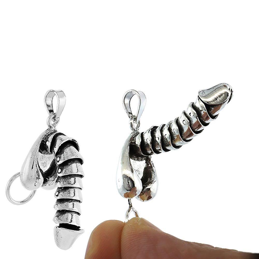 Sterling Silver Movable Male Sex Organ Pendant