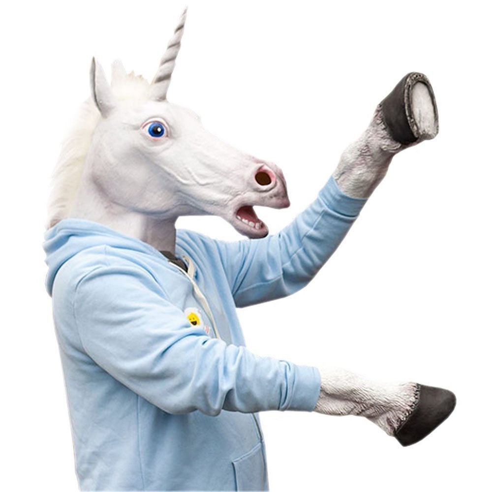 Laylala Novelty Unicorn Head Latex Mask Plus Unicorn Hooves Gloves